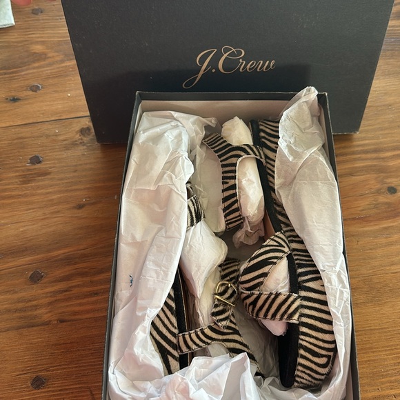 J. Crew Zebra print haircalf wedge sandals size 9 - Picture 4 of 5